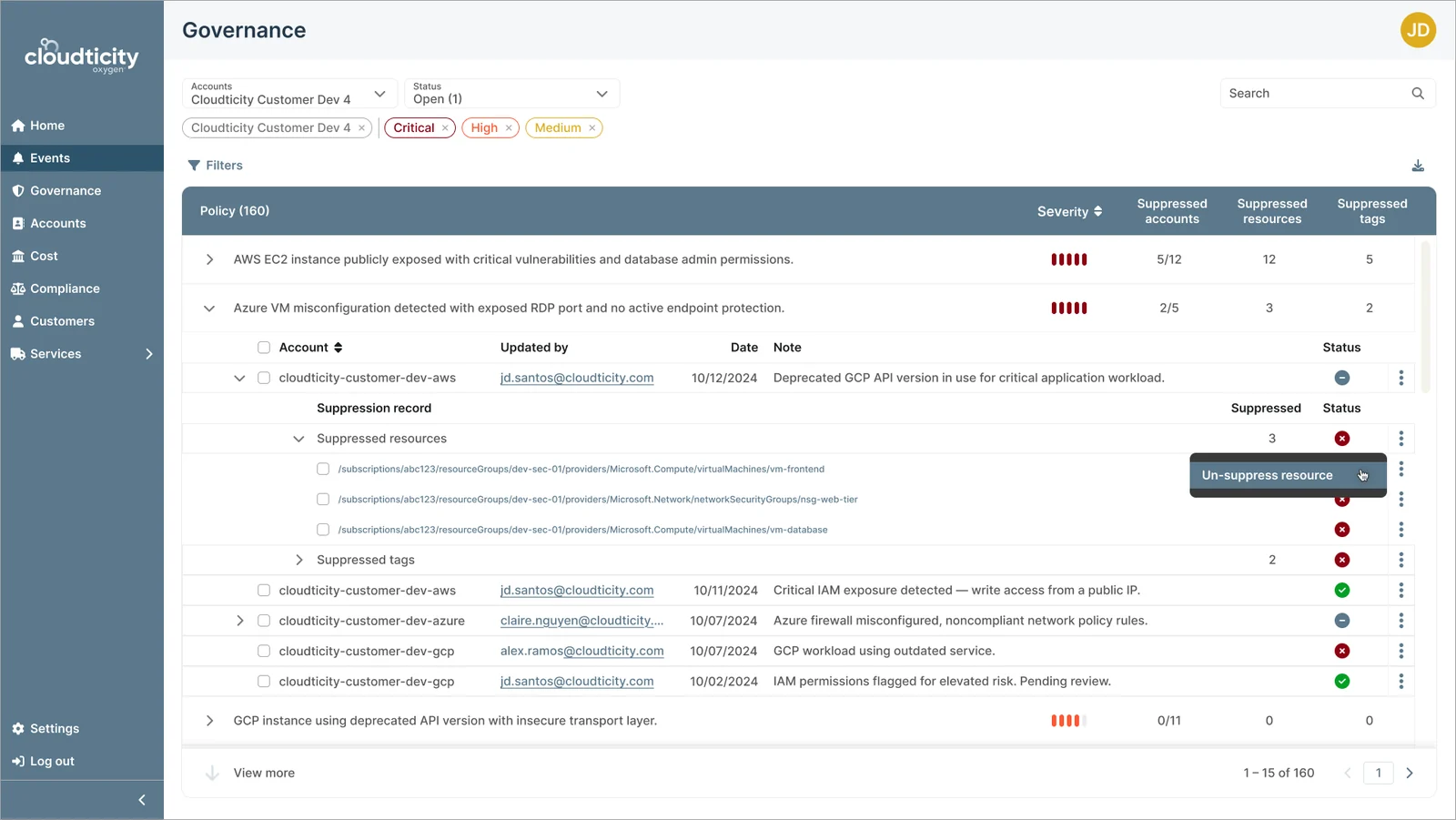 Nested suppression records with the Un-suppress resource action